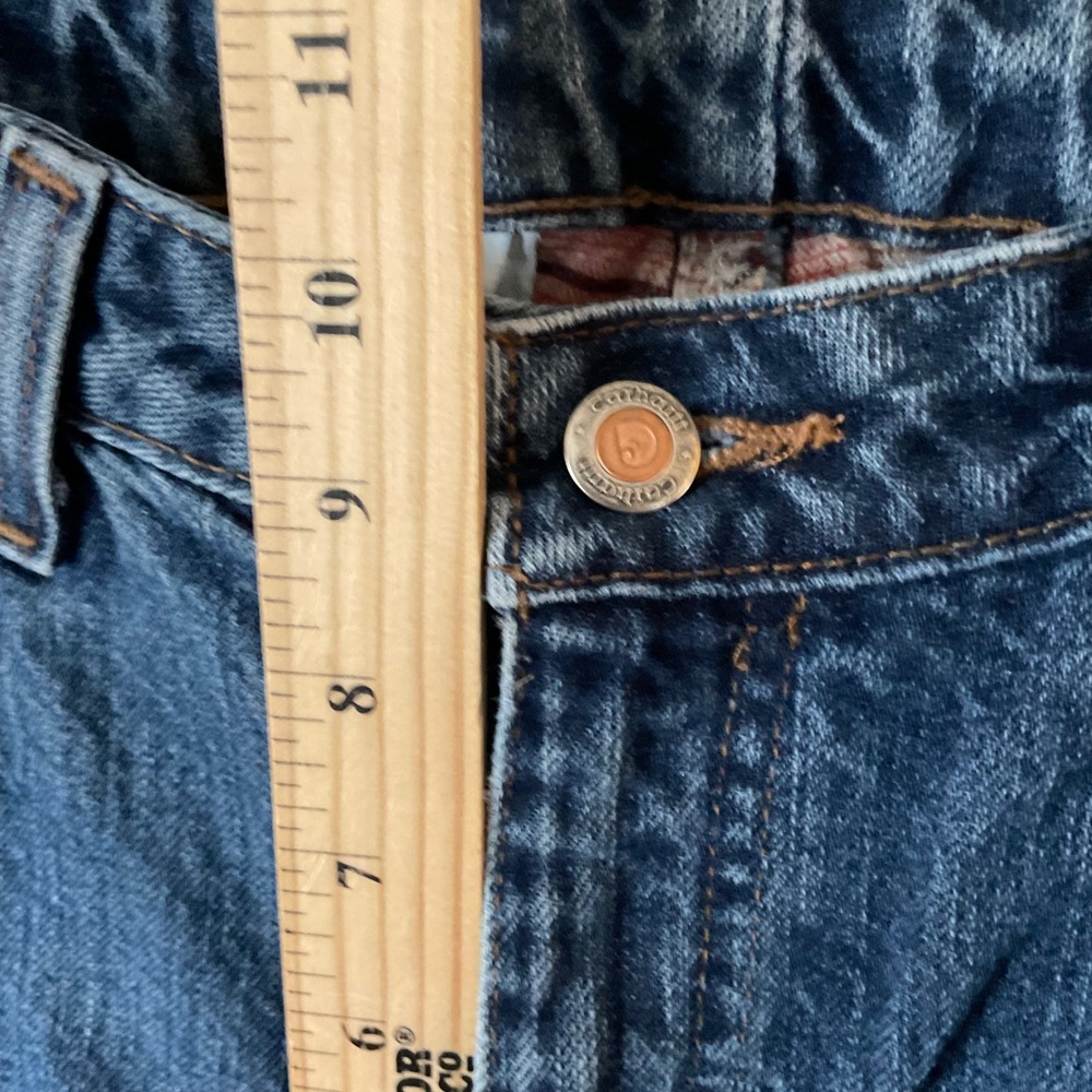 Carhartt Women Flannel Lined Relaxed Straight Leg Jeans Medium Wash 2007 Size 10 - Picture 4 of 13
